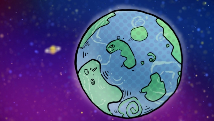 卡通太空地球星球穿越动画