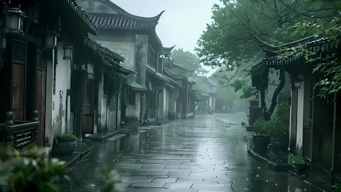 江南水乡小镇，屋檐，烟雨，乌镇