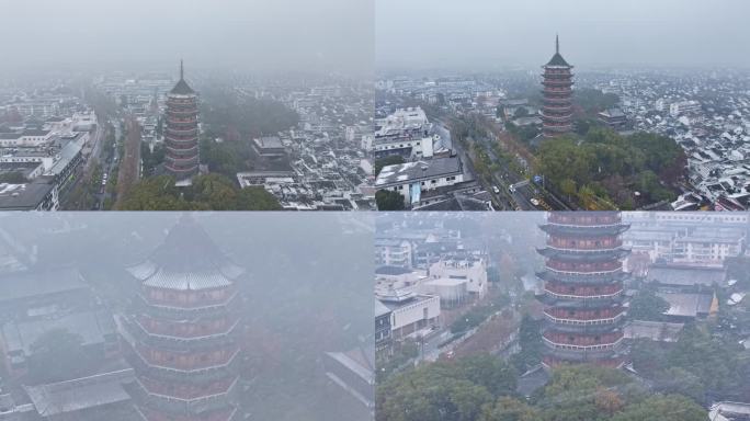 苏州北寺塔下雪雪景