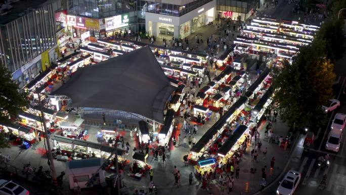 青岛李村夜市航拍