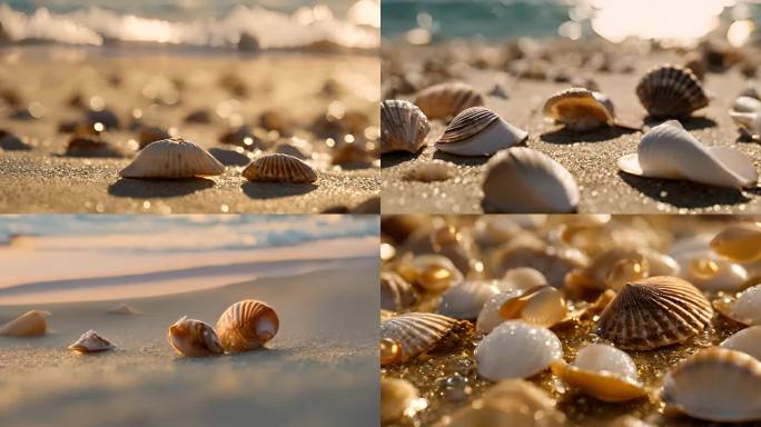 海边沙滩上的海螺贝壳