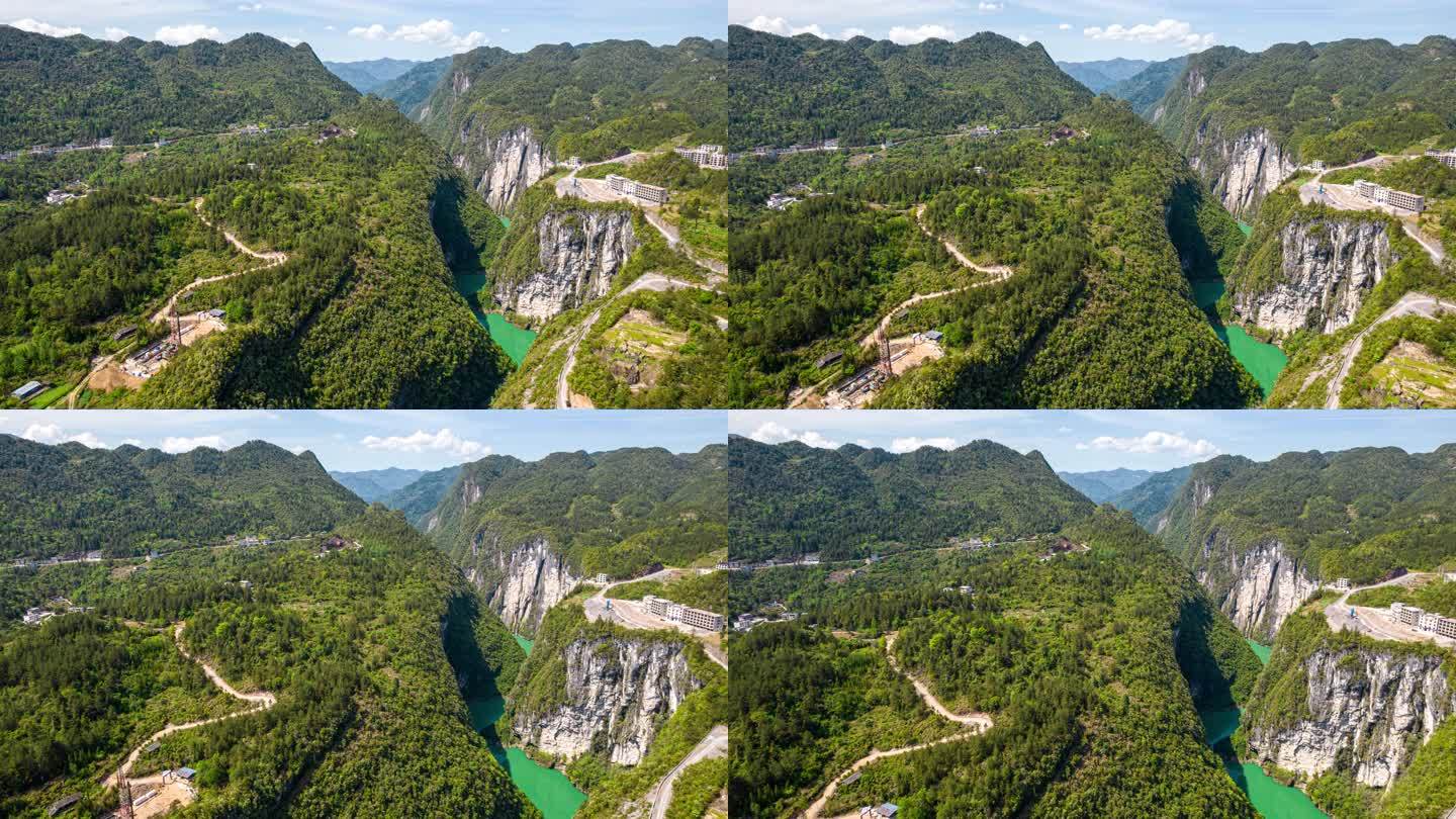 8K鹤峰屏山峡谷青山绿水航拍延时