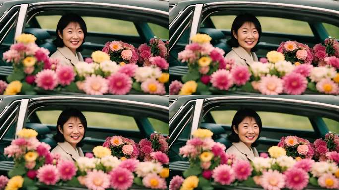 汽车里的妈妈鲜花
