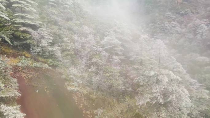 安徽黄山索道缆车雪山美景风景视频素材44