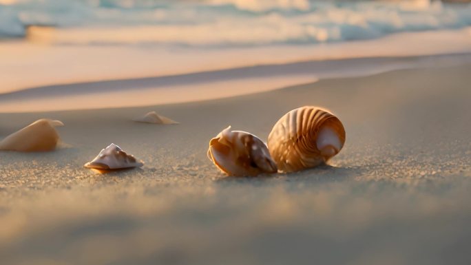 金色海滩上的贝壳