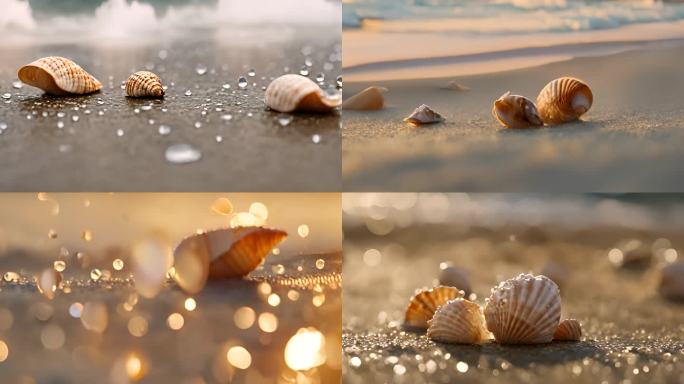 金色海滩上的贝壳