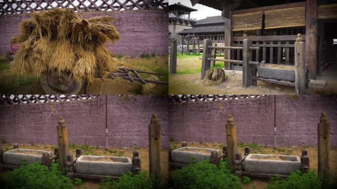 马棚牛棚牛槽，草垛，古代生活场景