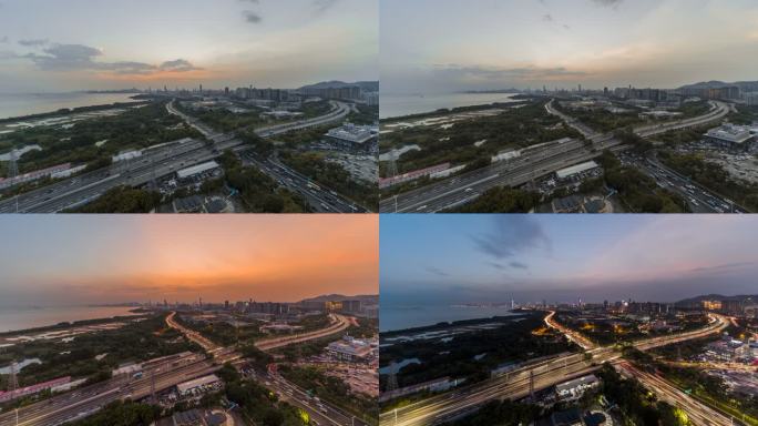 深圳湾滨海大道和京港澳高速延时摄影