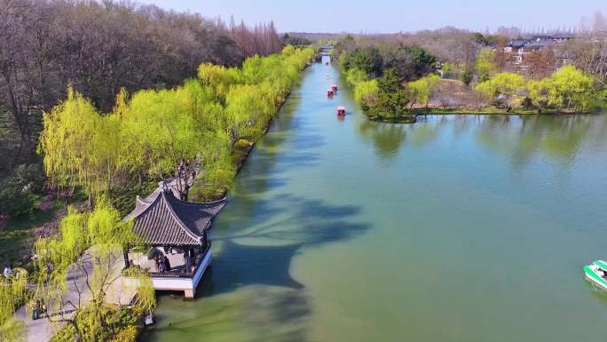 扬州市邗江区瘦西湖风景名胜区航拍江南水乡