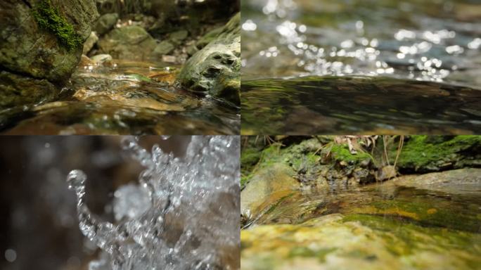 山泉水矿泉水清澈小溪山涧春天温泉