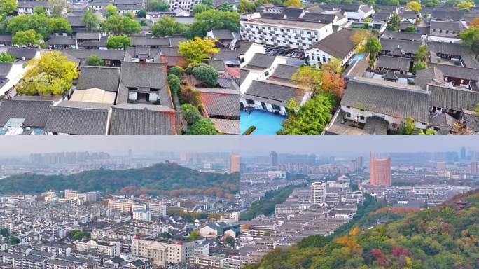 浙江绍兴城市地标航拍旅游景区景点城市风景