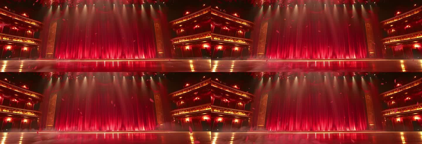 中式红色喜庆表演舞台