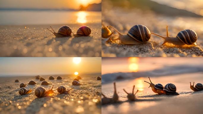 唯美金色海边的蜗牛