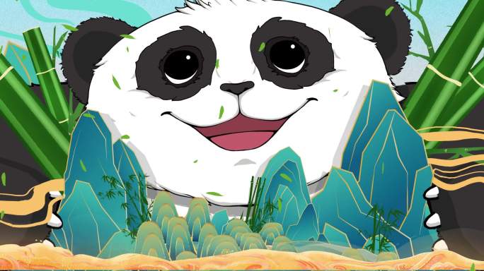 熊猫 可爱 国潮 手绘