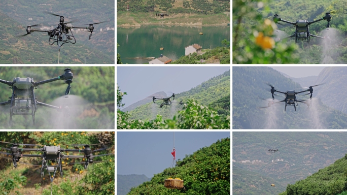 4K植保农保无人机运送和喷洒农药组合空境