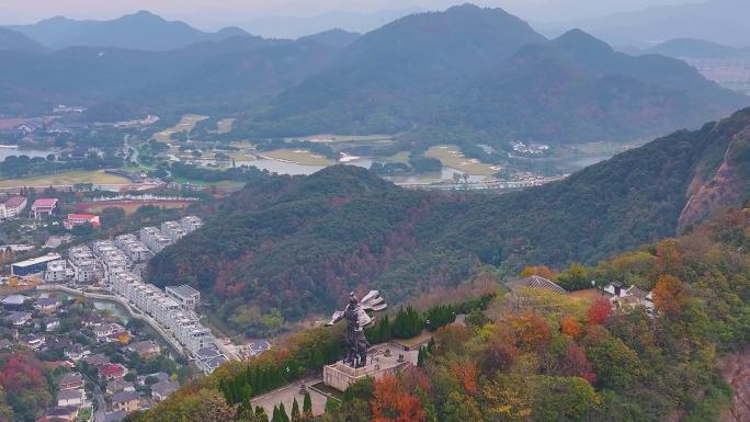 浙江绍兴会稽山大禹陵景区航拍越城区风景大