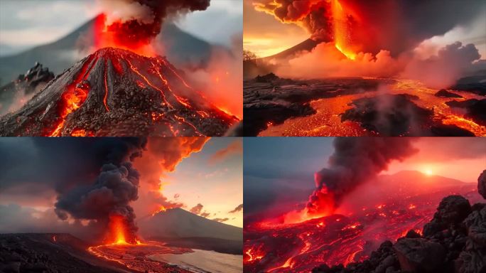 末日活火山爆发喷发自然灾害ai素材原创动