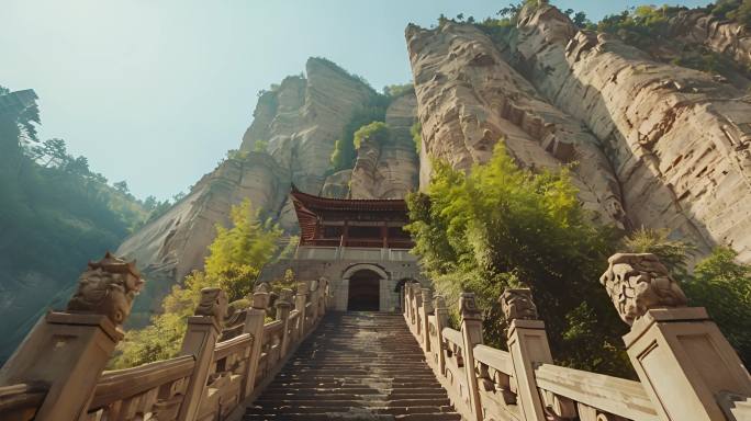 4K航拍河南老君山5A级风景区美丽的高山