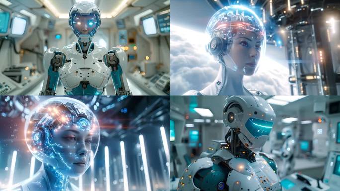 人工智能人型机器人ai素材科技原创