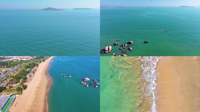 东海大海海边海水海浪沙滩海滩航拍风景唯美