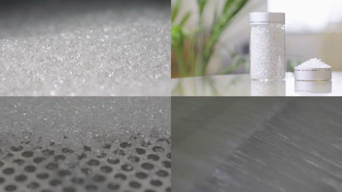 造粒流水线上的透明塑料颗粒