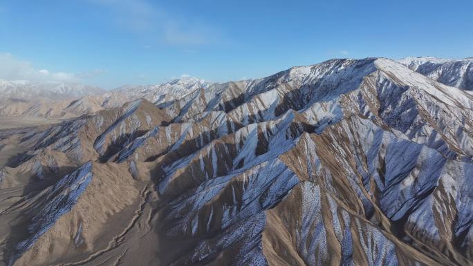 大范围航拍祁连山脉风景