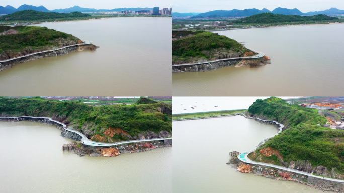 浙江临海头门港白沙湾海滨公园，航拍