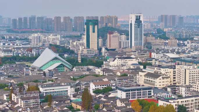 浙江绍兴越城区航拍城市风景风光素材