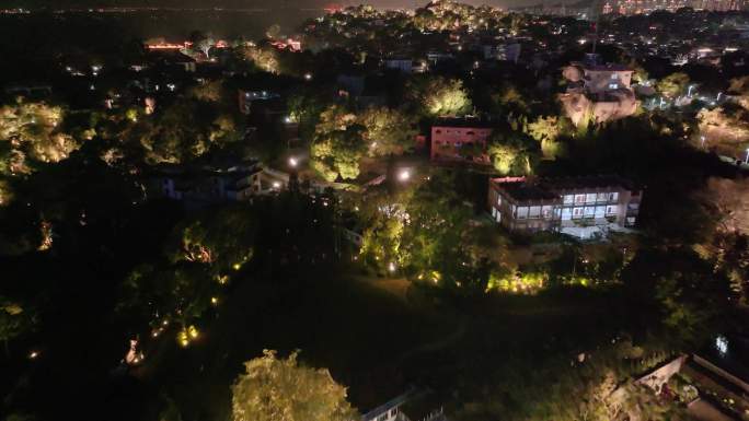 厦门思明区鼓浪屿航拍郑成功雕像夜晚夜景福