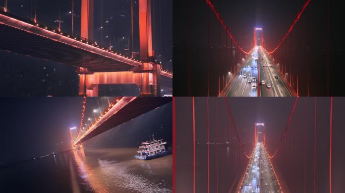 武汉夜景&鹦鹉洲长江大桥 夜景 4K航拍
