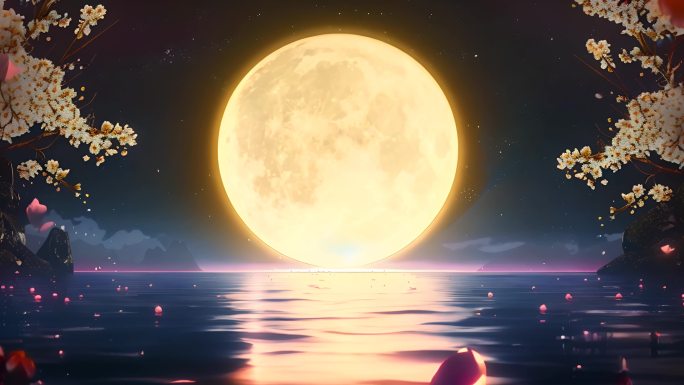 中秋月亮唯美浪漫意境梦幻