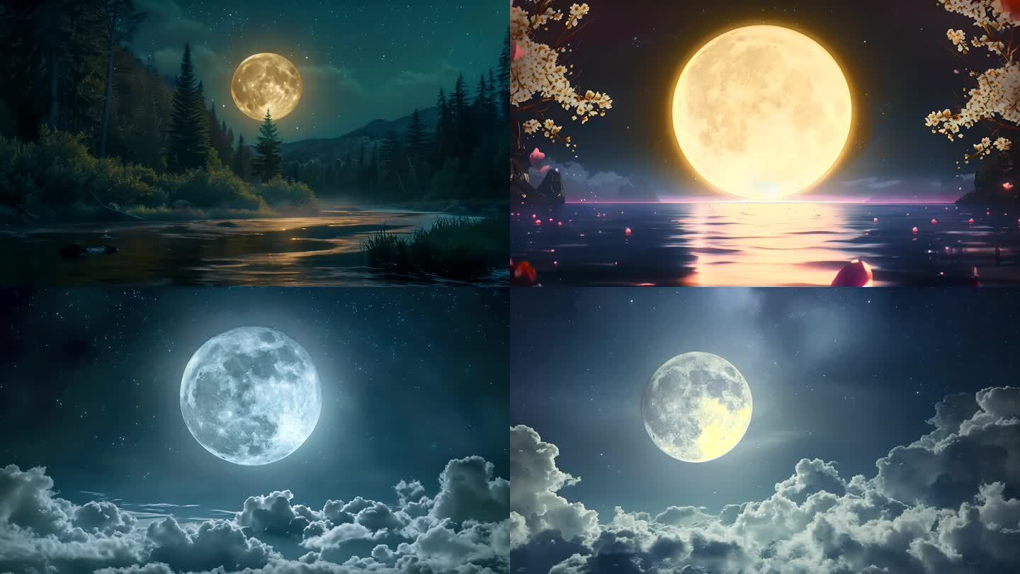 中秋月亮唯美浪漫意境梦幻