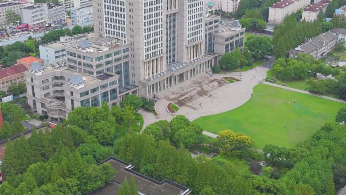 上海市复旦大学邯郸校区航拍校园风景风光素