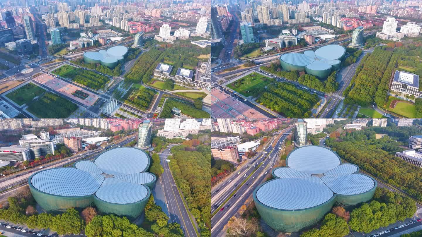 上海东方艺术中心浦东新区航拍城市地标建筑