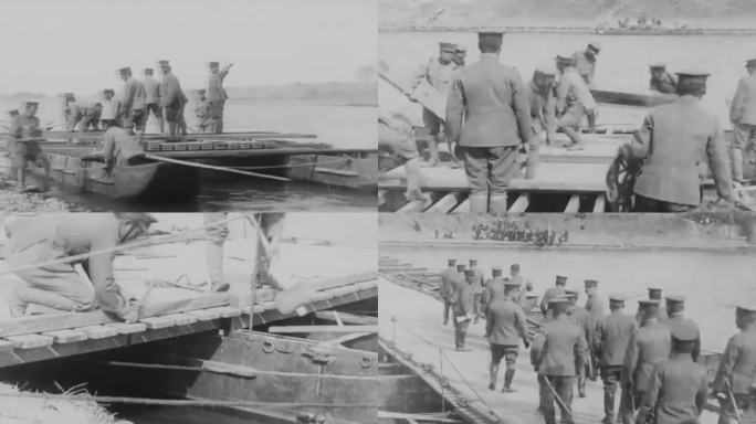 日本工兵 日本陆军工兵 日本兵修浮桥