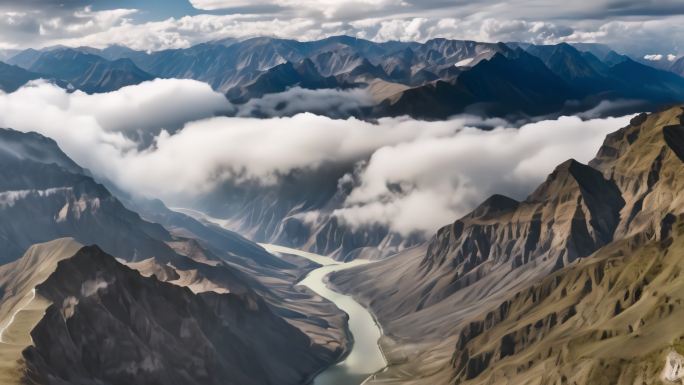雅鲁藏布大峡谷西藏青藏高原航拍延时