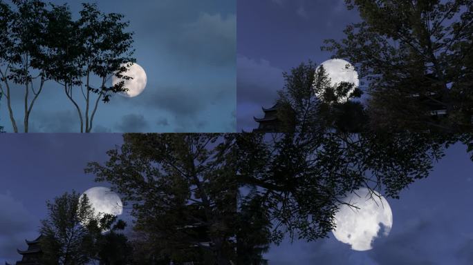 中秋节月亮延时空镜头