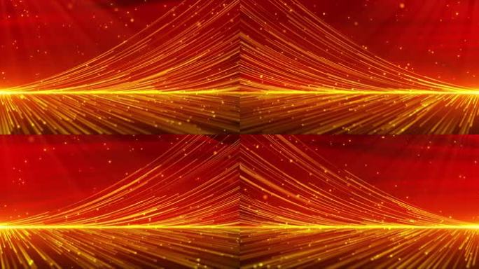 金色粒子红绸背景超宽屏AE模板