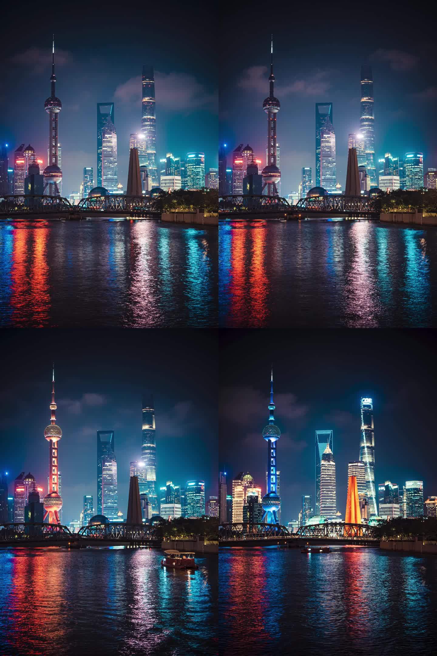 上海外滩夜景开灯瞬间延时摄影