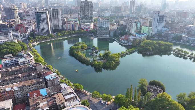 江西南昌东湖区城市地标航拍风景风光全景大