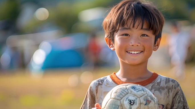 小学生 足球 运动 笑容 微笑