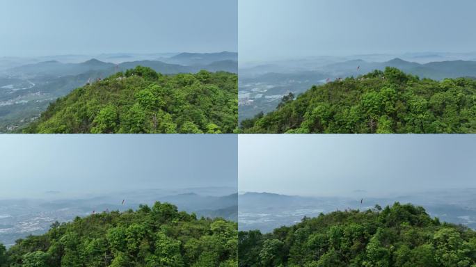 山顶旗帜航拍山峰红旗山顶国旗登顶成功旗子