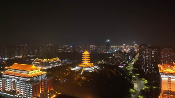 厦门集美区集美市民公园集美塔航拍夜晚夜景