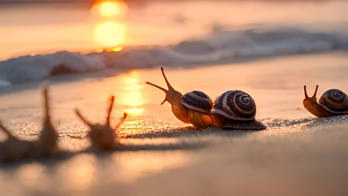 唯美海滩上的蜗牛