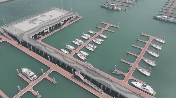 4K-Log-航拍海口国家帆船公共码头