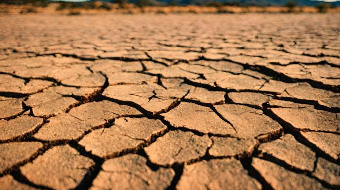 夏天太阳干旱干涸大地龟裂夏天旱灾自然灾害