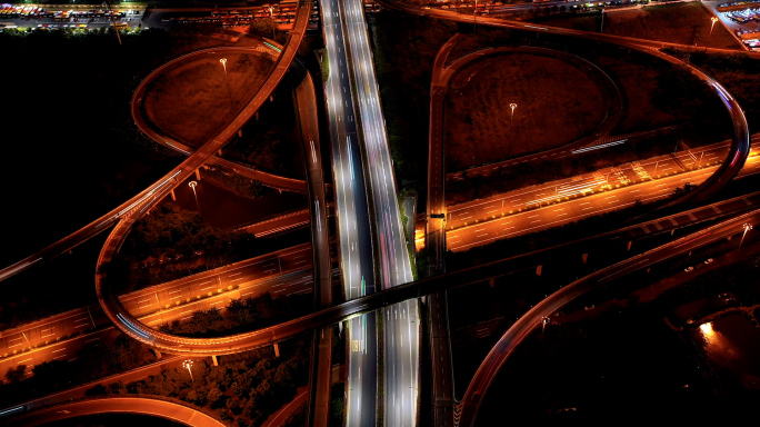 一些广州立交桥和道路的航拍夜景延时