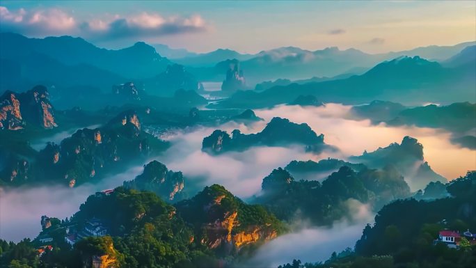 广西桂林山水青山绿水云海大山唯美大自然风