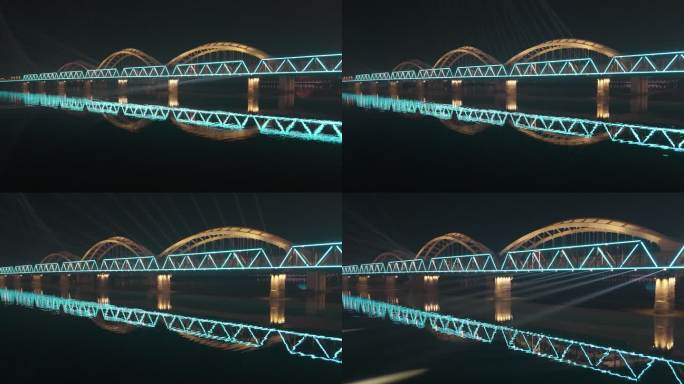 【4K】哈尔滨江边夜色大桥