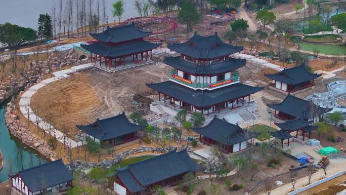 温州市鹿城区江心屿公园航拍风景景区景点浙